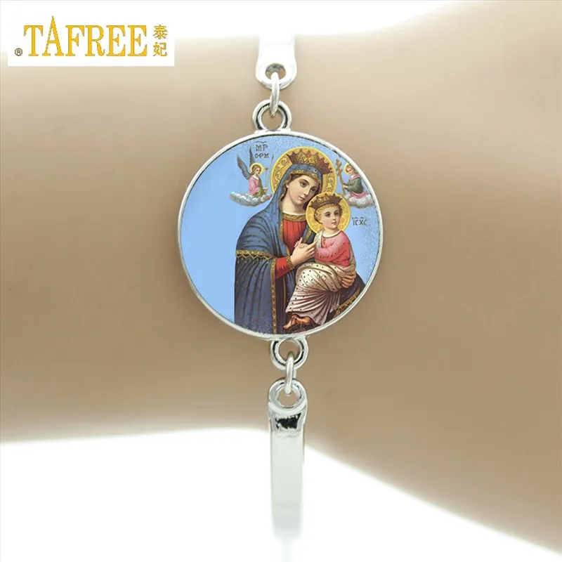 VM26 Бренд TAFREE, браслет из гуадалупа, девственница, мать Мэри, религиозный католический стеклянный купольный браслет, Мадонна, очаровательные ювелирные изделия D1010 - Окраска металла: VM26