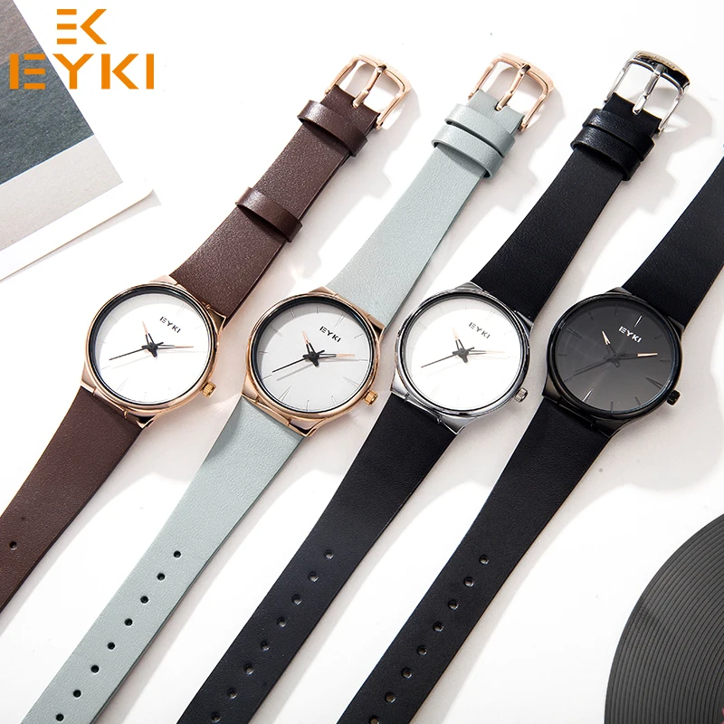 EYKI люксовый бренд Lover's кварцевые часы модные Reloj mujer женские часы водонепроницаемые с кожаным ремешком relogio masculino подарок для пары