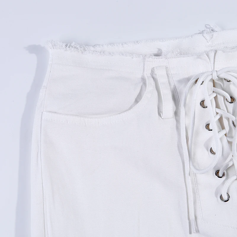 InstaHot White Elegant Office Lady Lace Up Elastic High Waist Flare Pants Casual Solid Minimalis Pant Spring Women Trousers