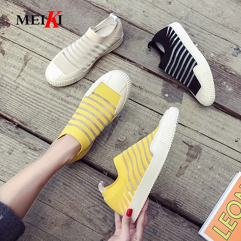 MEIKI/2019 г. Летняя женская повседневная обувь белые кроссовки из флока на платформе