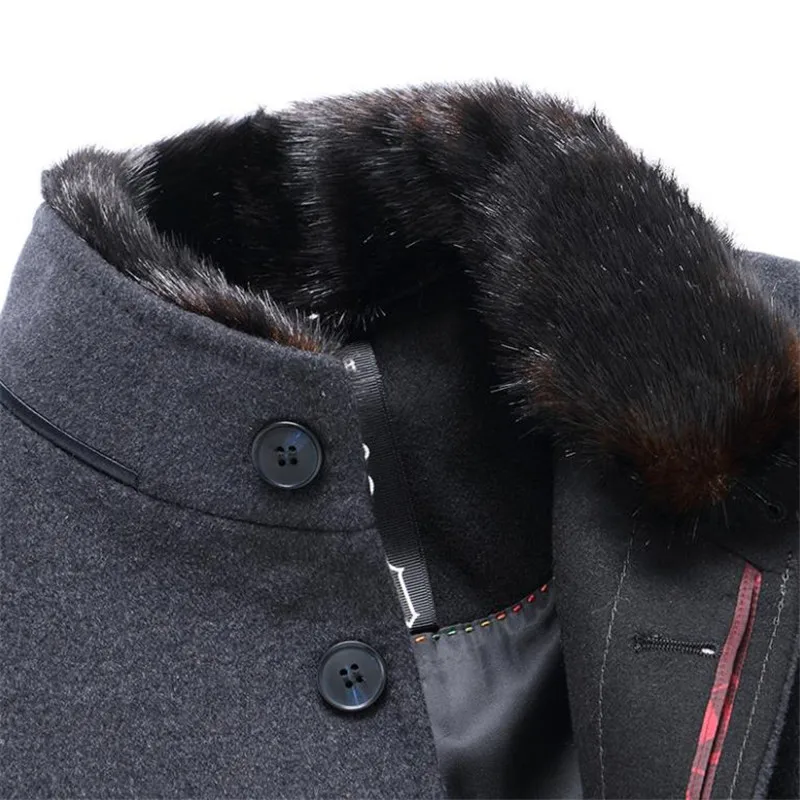 

Winter new men's windbreaker business casual wool coat warm solid color warm collar jacket overcoat