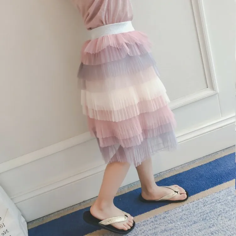 Модные детские радужные юбки трехслойные юбки-пачки для девочек лето 2019 Детские