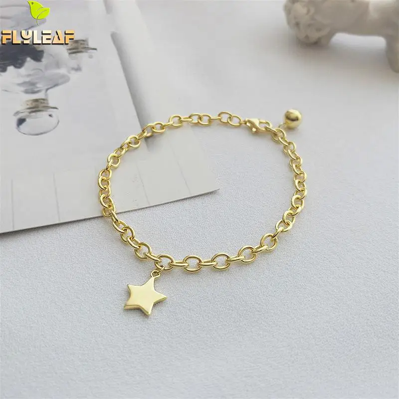 Flyleaf 18k Золотая Звезда 100% Стерлинговое Серебро 925 пробы браслеты для женщин модные