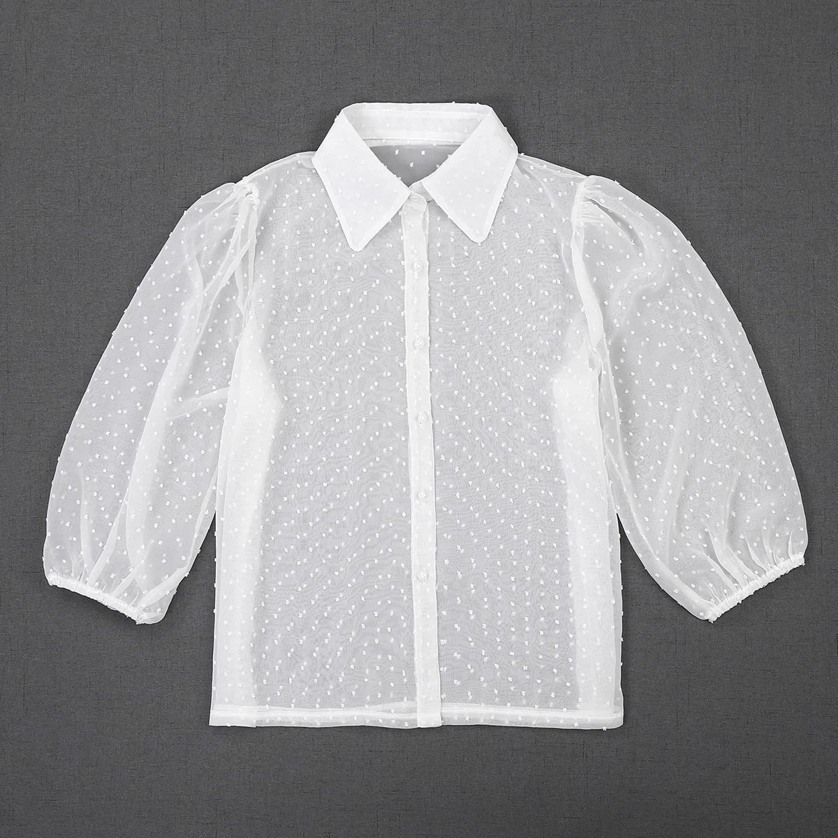 

New Women Mesh Sheer See-through Long Sleeve Top Blouse Fashion Women Girl Clothes Blouses