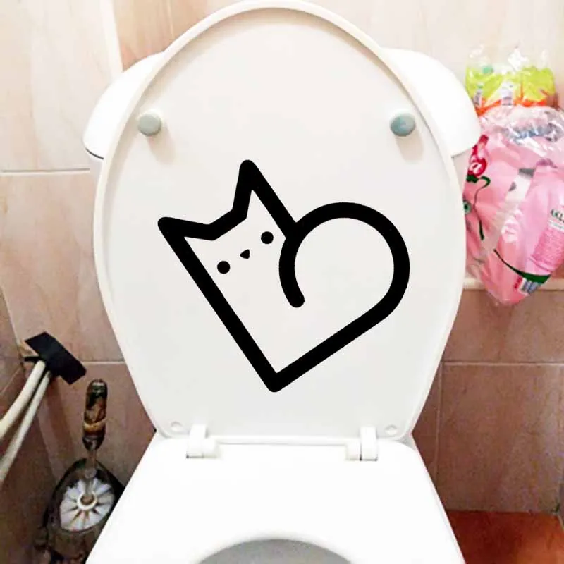 YOJA 24.1X21CM футболки с надписью I Love My Cat сердце Туалет наклейки на сиденья настенные