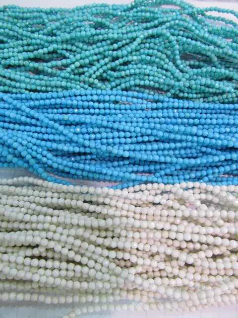 

high quality 3mm 50strands turquoise beads round ball hand faceted white green blue jewelry beads