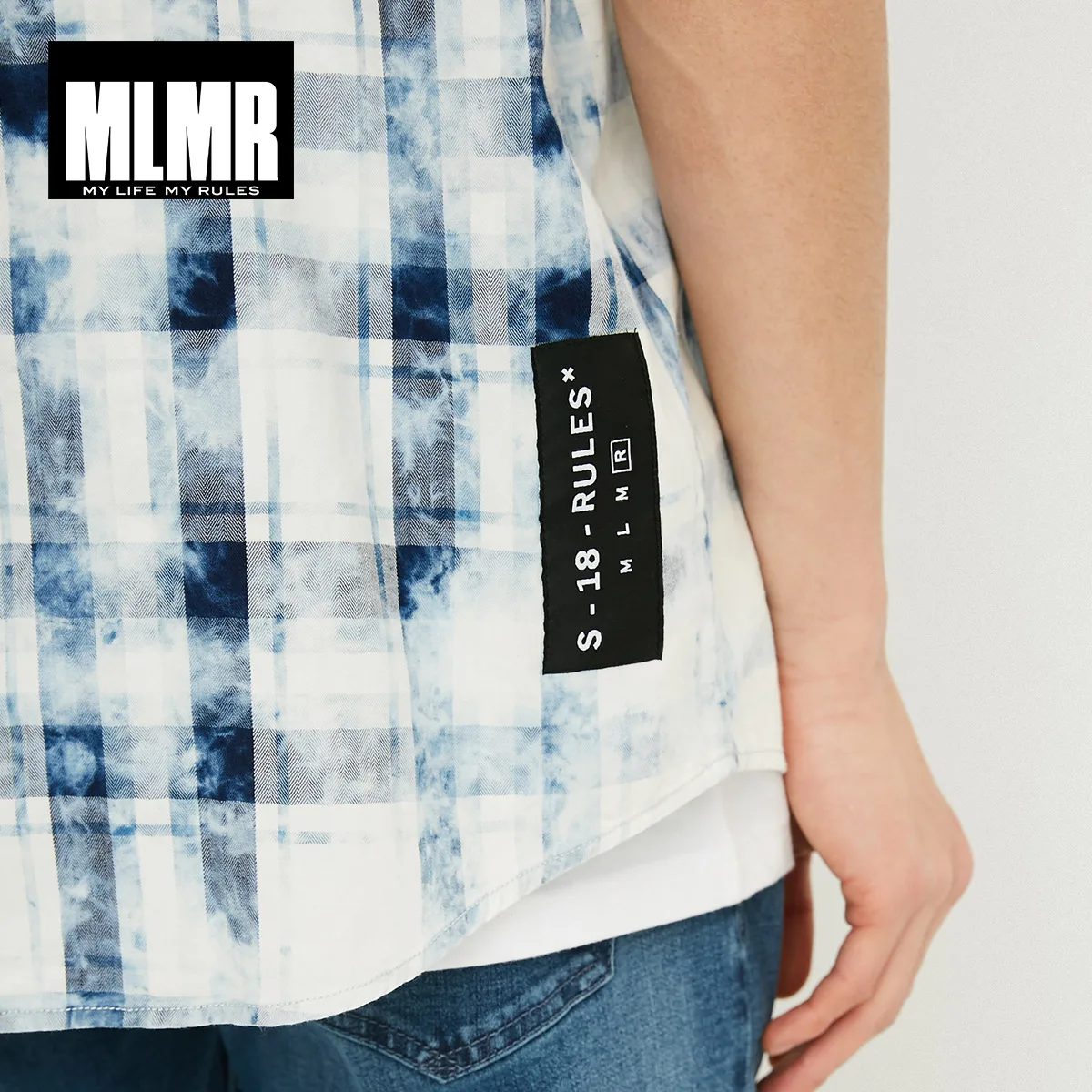 MLMR men's spring and summer new cotton loose popular semi V neck slim short sleeved shirt |218204501|Повседневные рубашки| |