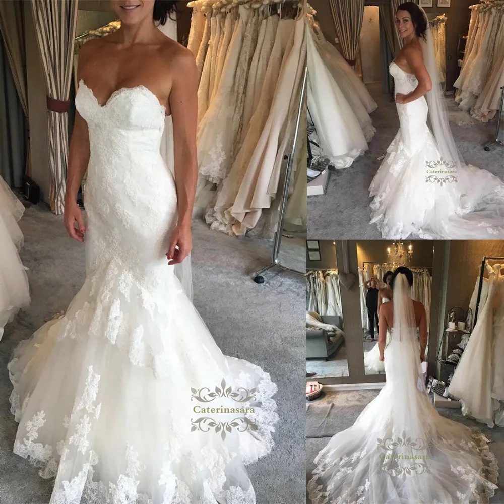 

Glorious Sexy V Neck 2019 Wedding Dress Chapel Train Bride Gown Girl Bridal Party Design Mermaid Tulle with Lace Outdoor Wear