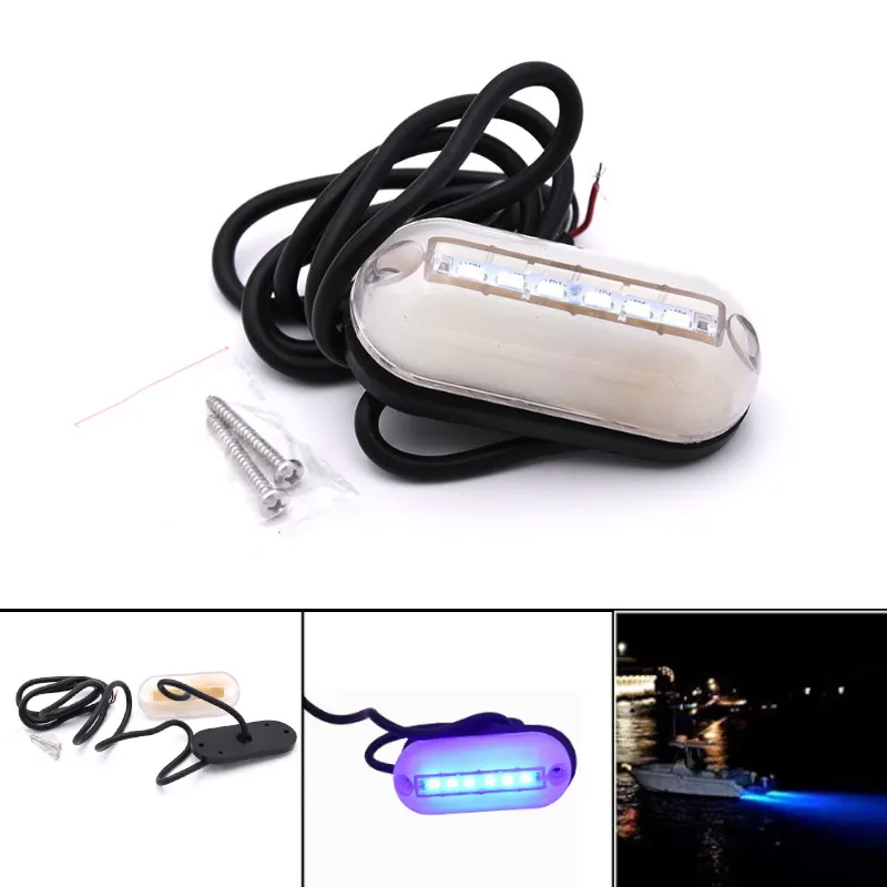 

Universal 12V Marine Yacht Boat LED Underwater Light Transom Lighting Blue Waterproof IP68 For boat accessories marine 6 leds