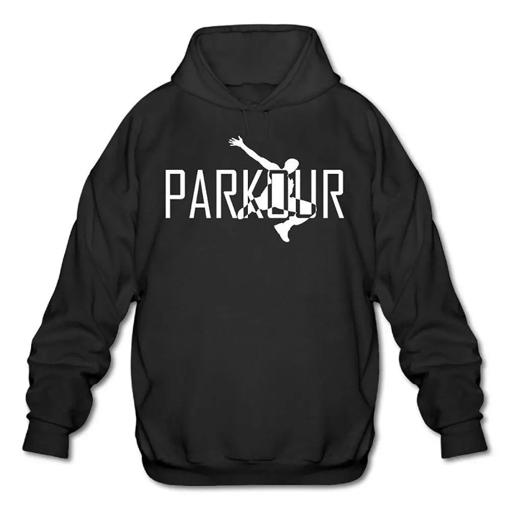 БАДУ Прохладный Паркур Искусства мужская Черный Новинка DIY Печати С Капюшоном