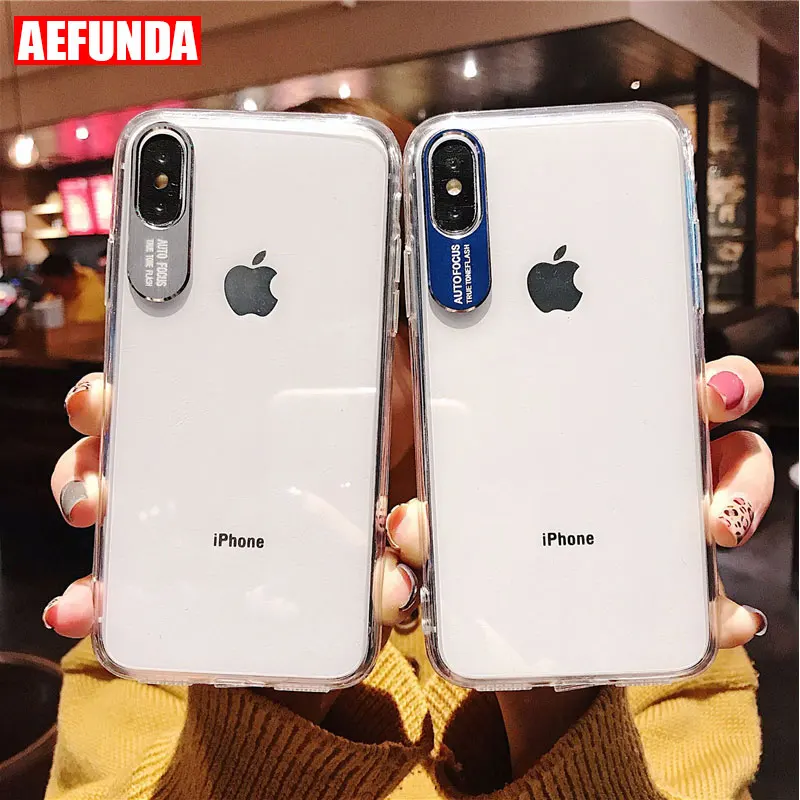 Прозрачный силиконовый чехол для телефона iPhone XR XS Max X металлические линзы