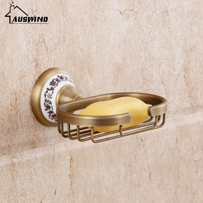 Европейские Твердые Латунные мыльницы круглая база мыльница бронзовая