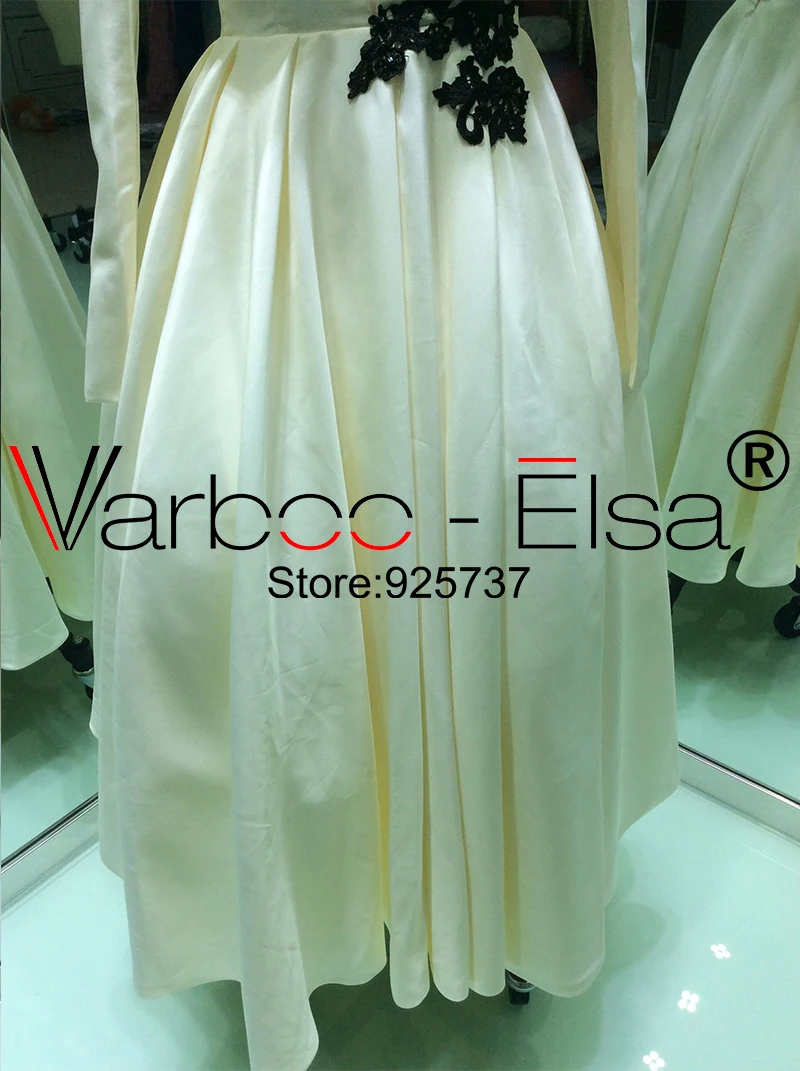 Вечернее платье varboo_эльза сделанное на заказ 2018 Белое Атласное с длинным рукавом