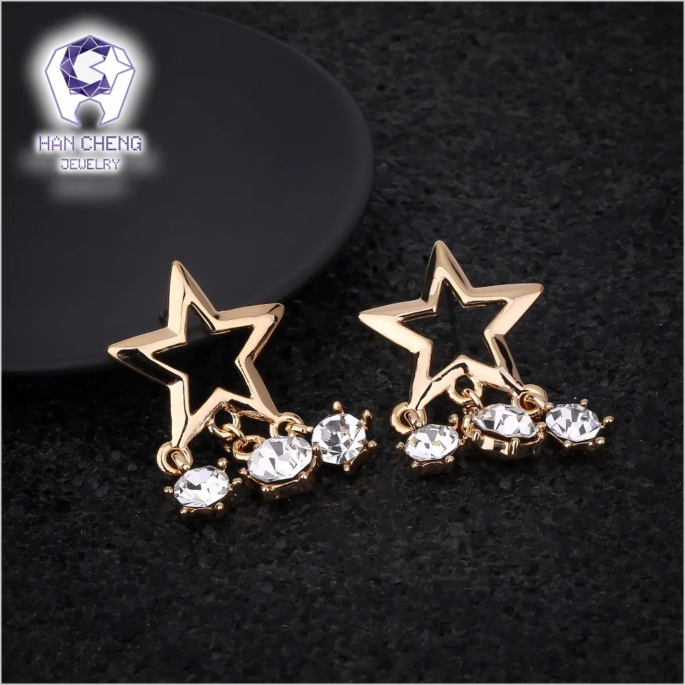 Женские Висячие серьги HanCheng серьги-подвески с золотыми кристаллами ювелирное