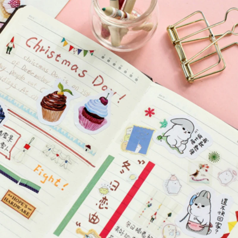 DIY 45 Pcs Happy Birthday Cake Mini Paper Sticker Decoration Diary Scrapbooking Label children's favorit Stationery | Канцтовары для