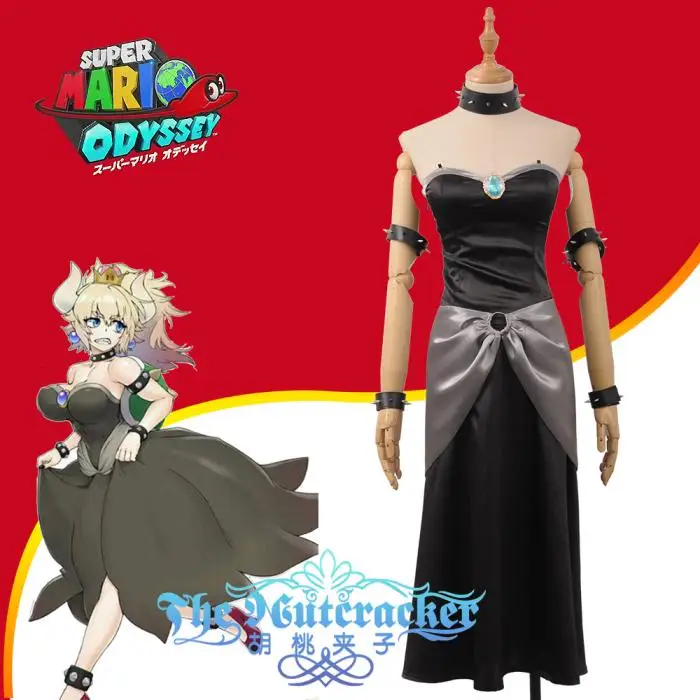 

[STOCK] 2018 Game Mario Super Bowsette Kuppa Koopa Hime Black Stage Party For Girls Cosplay Costume Halloween Free Shipping New.