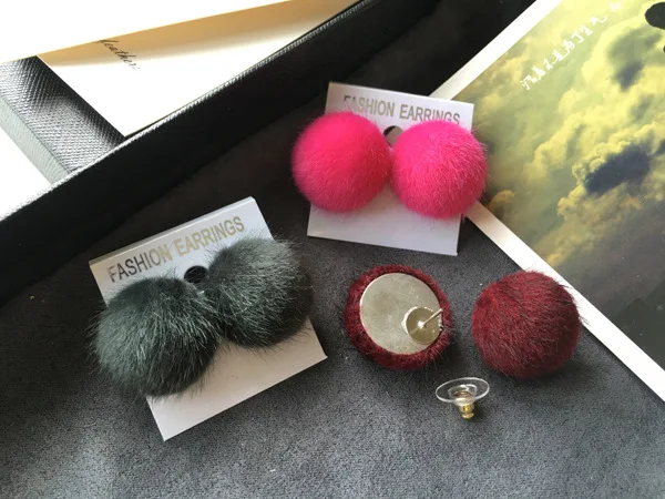 Осень 2017 г. и зимние модные плюшевые круглый Серьги Япония Южная Корея