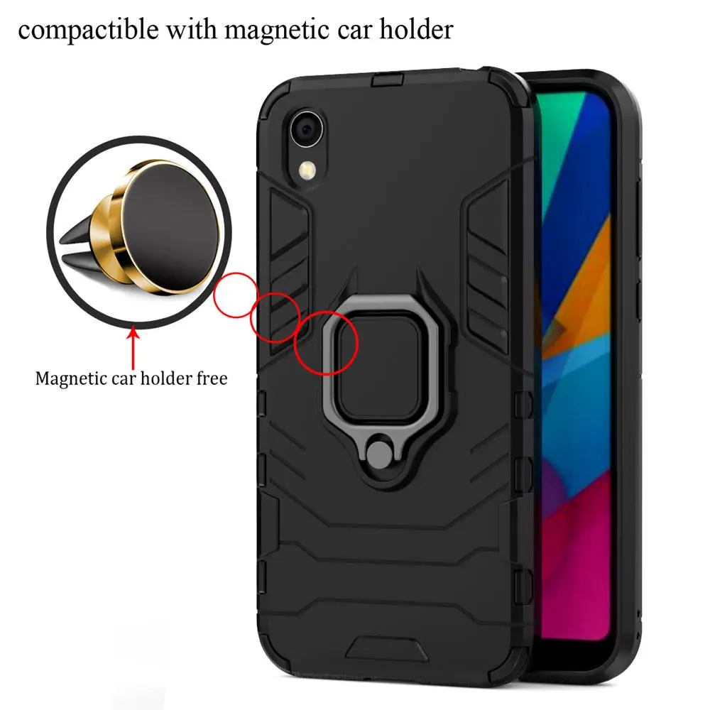 Black and Car holder Чехол для huawei Honor 8X, чехол для Honor 8A, чехол для huawei Honor X8, магнитный автомобильный держатель-кольцо для Hono 8S 8A Pro, чехол Honor8X - Цвет: Black and Car holder