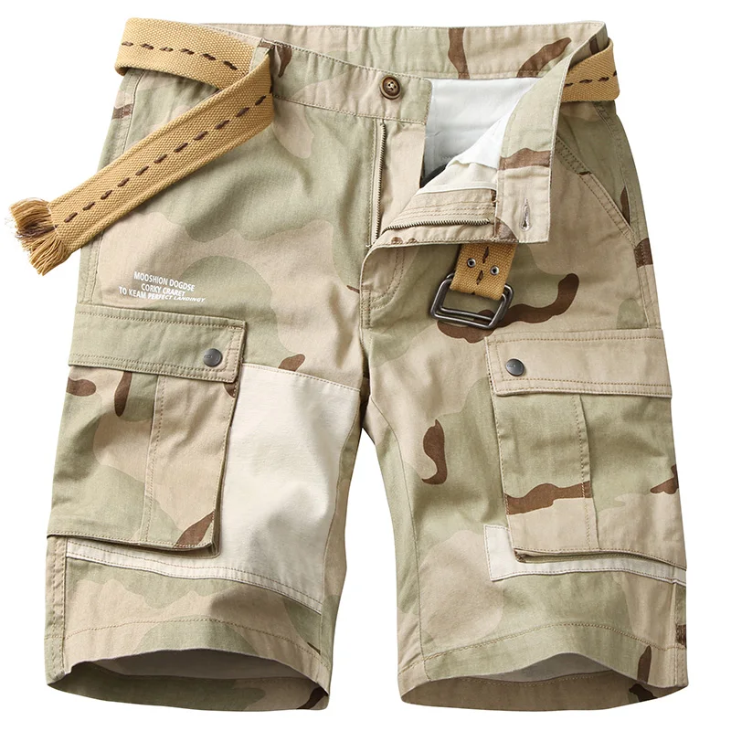 

IFRICH Men Camo Shorts 2019 Summer 100% Cotton Beach Pocket Short Pants Male Khaki Camouflage Breathable Shorts Mens Size M-4XL