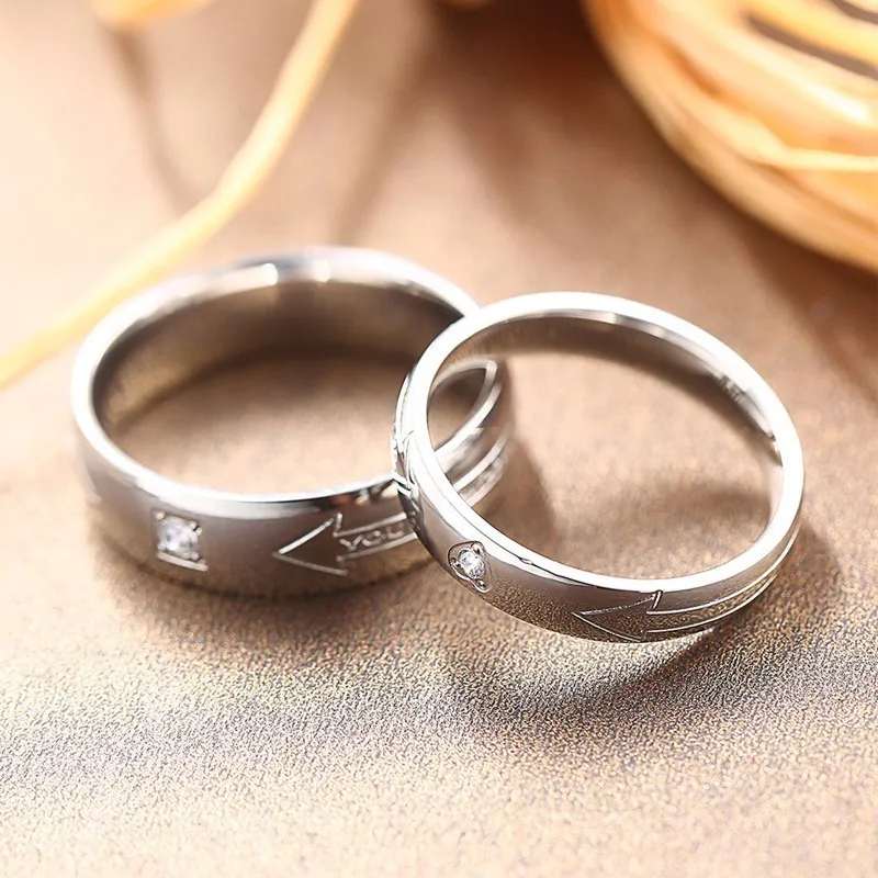 RIR 1Pcs Fashion Simple With Crystal Rings For Women Men Wedding Engagement Lovers Jewelry Gold In Stainless Steel | Украшения и