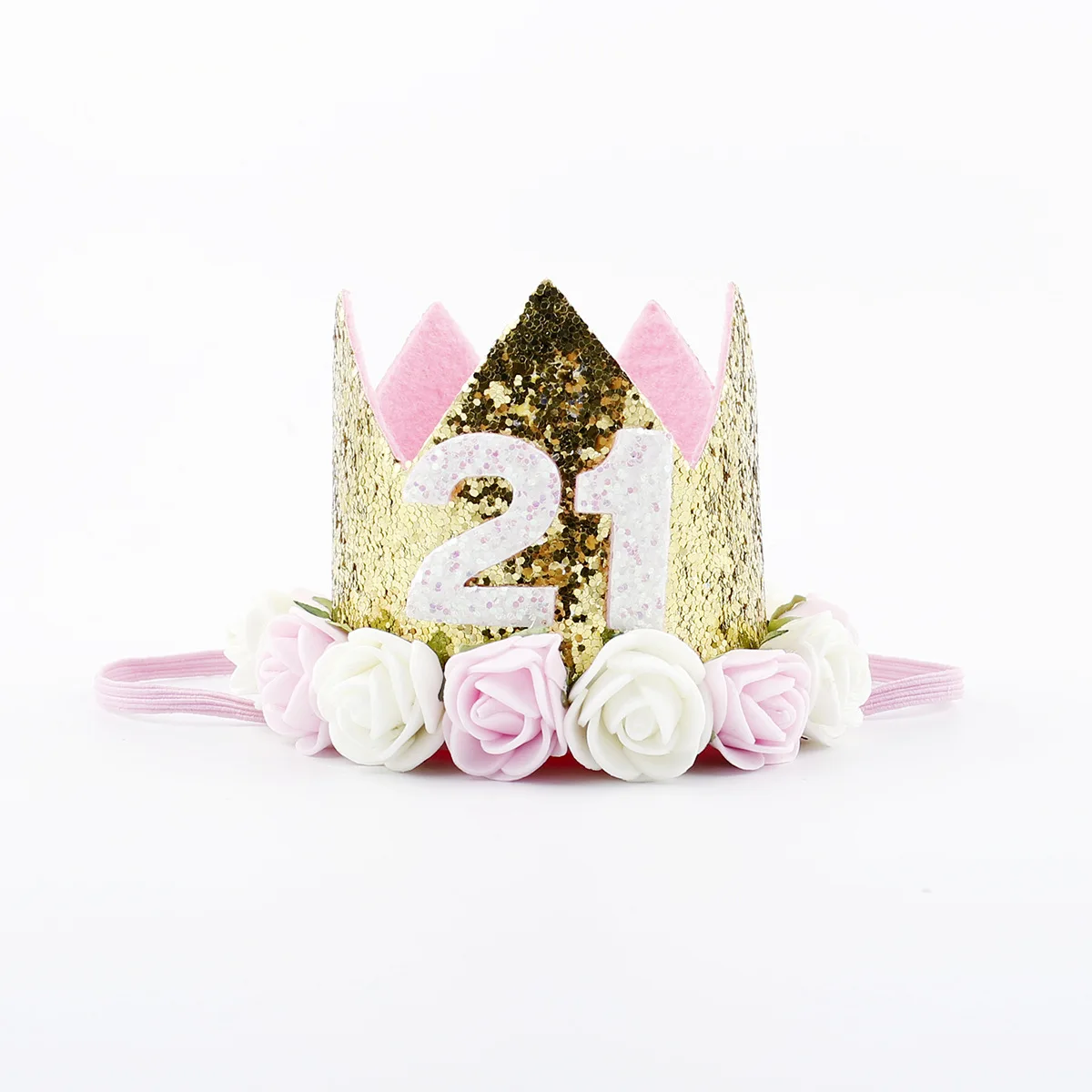21 pink white Для маленьких девочек Шляпы для вечеринки по случаю Дня рождения детей 1, 2, 3, 4, 5, 6, 7, 8, 9 лет рождения Принцесса Корона кепки вечерние украшения Детские сувениры повязка на голову - Цвет: 21 pink white