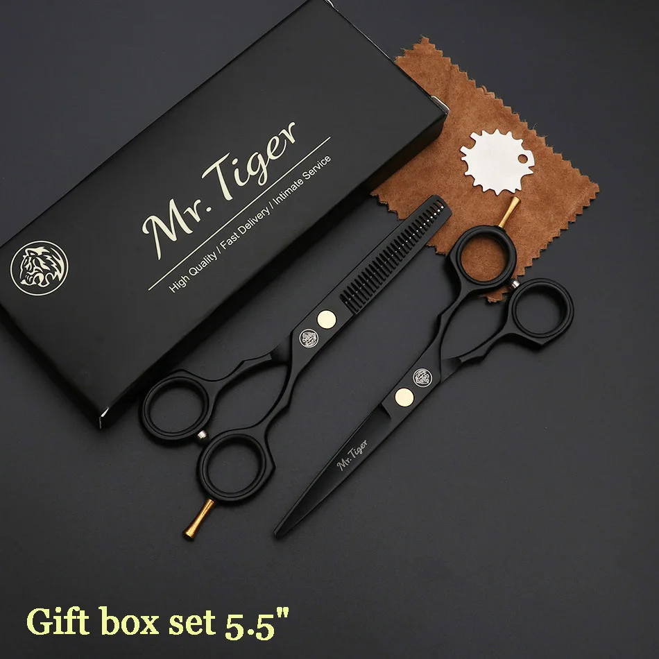gift box set Япония Сталь 5,5 6,0 Профессиональный Парикмахерские ножницы набор ножниц для парикмахерской стрижки ножницы, ножницы стрижка - Цвет: gift box set