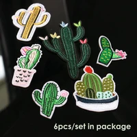 6pcsset embroidery cactus patches for clothing embroidered iron on parches for clothes sewing applique parches