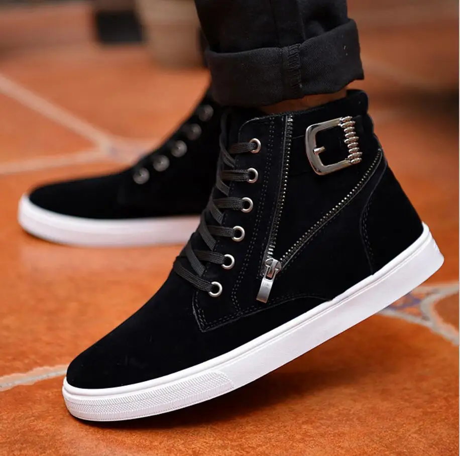 2018 New Men Shoes personality Warm Boots Autumn Leather Footwear For Man High Top Canvas Casual Plus size shoes | Обувь