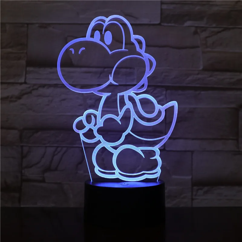 Супер Марио Bros Yoshi Dimosaur ночник 3D светодиодный акриловая игрушка экшн фигурка освещение Lampara изменение цвета настольная лампа детский подарок