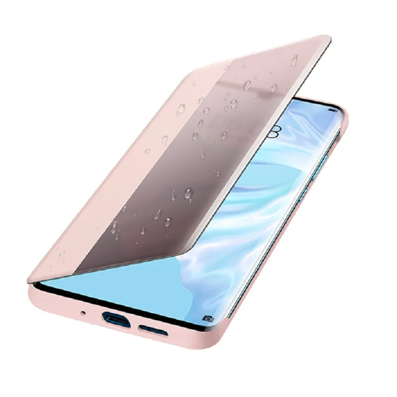 Чехол HUAWEI P30 Pro, официальный,, умный, прозрачный, флип-чехол из искусственной кожи, HUAWEI P30, роскошное покрытие для чехла, зеркальное, оконное покрытие