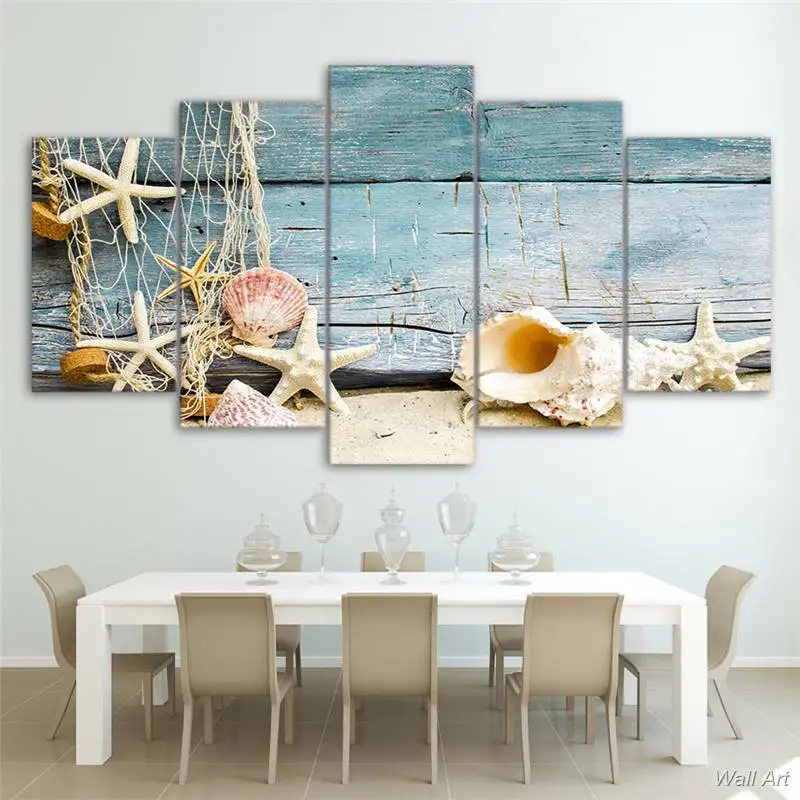 Hd печатные ракушки морские звёзды пляжная живопись на холсте декор комнаты