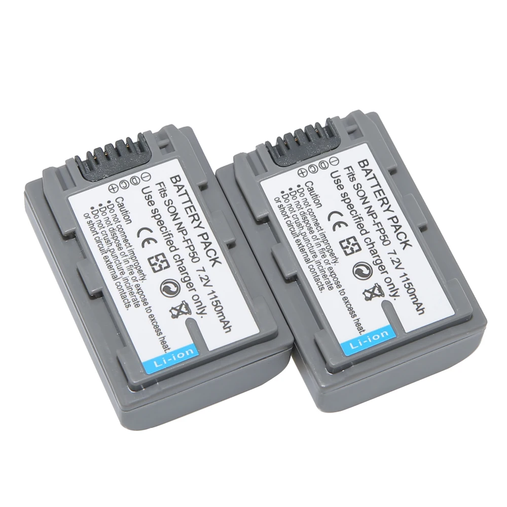 Перезаряжаемая литий ионная батарея 2 шт./лот NP FP50 FP51 для цифровой камеры Sony HC30 HC40