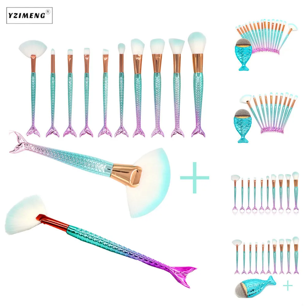 Набор профессиональных кистей для макияжа Русалочки основы пудры румян кисти