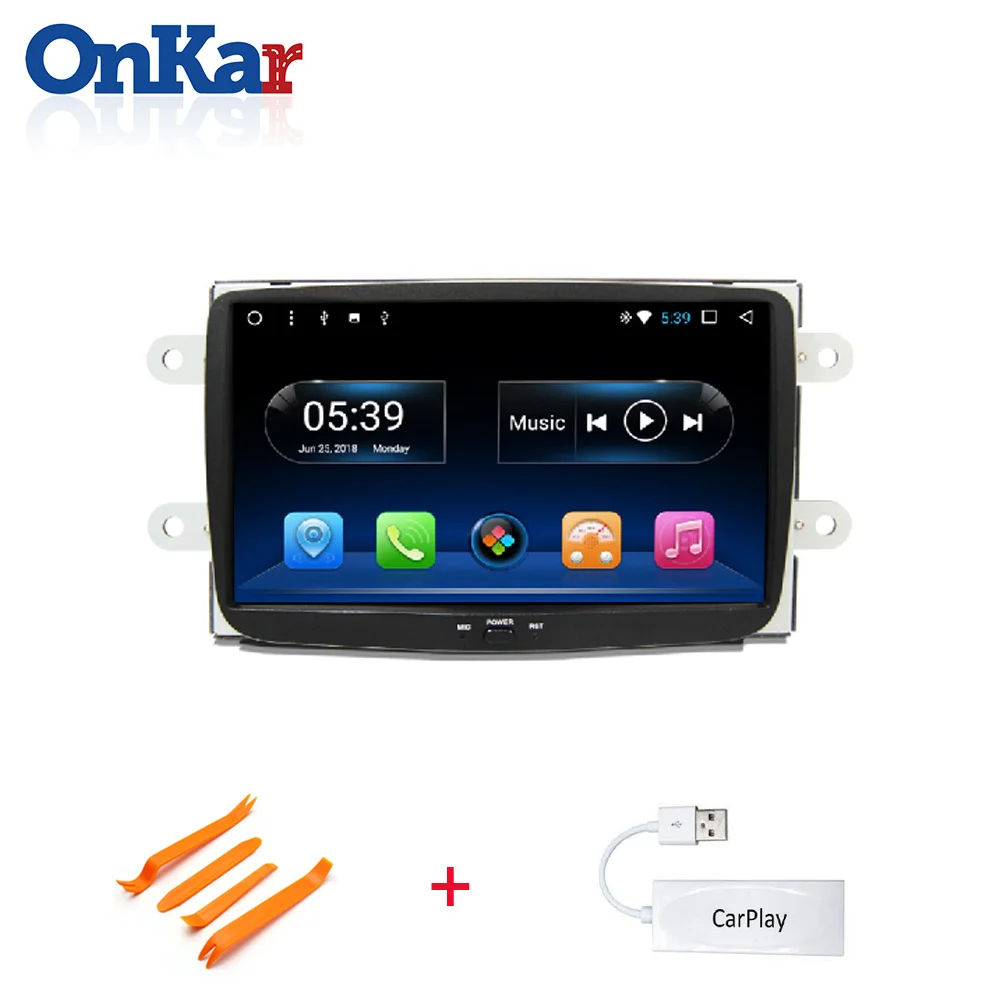 ONKAR Автомагнитола gps навигация для Renault Dacia Duster Captur Logan Лада xary Sandero головное устройство 1 din android 9,0 av in out - Размер экрана, дюймов: With CarPlay