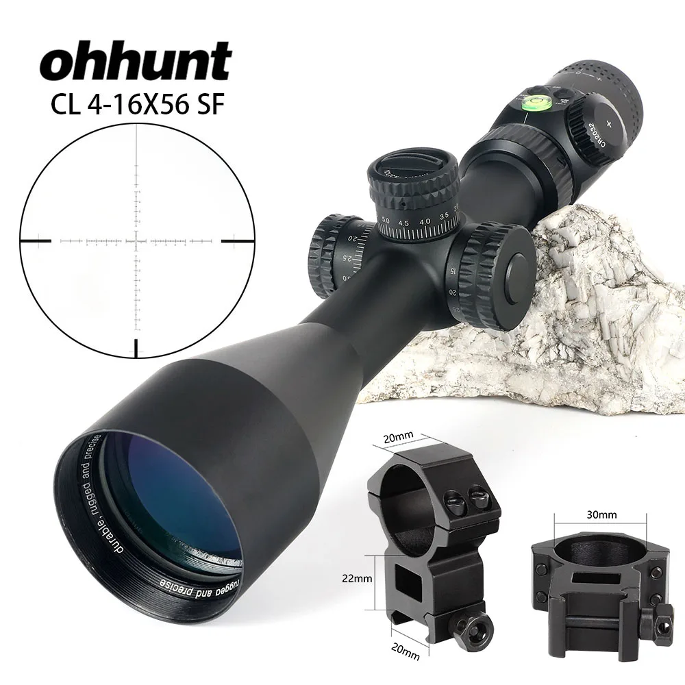 with Picatinny Rings CL 4-16X56 SF охотничий винтовочный оптический прицел стекло травленая сетка боковая параллакса башенки замок Сброс прицел с пузырьковым уровнем - Цвет: with Picatinny Rings