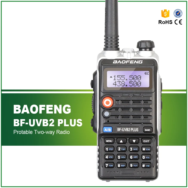Baofeng BF-UVB2 Plus Walkie Talkie 5W Power Portable Two Way Radio VHF UHF UV Dual Band Walkie Talkie UVB2 Plus Free Headset