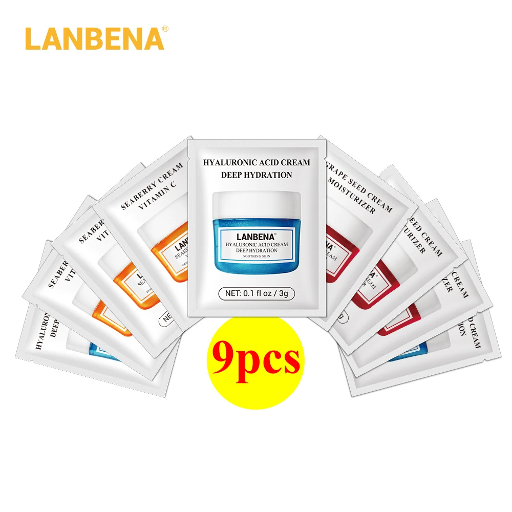 LANBENA, 9 шт., глубокое увлажнение, сыворотка, гиалуроновая кислота, увлажняющий крем для лица, отбеливание против морщин, подтягивающий, укрепляющий, красота, уход за кожей