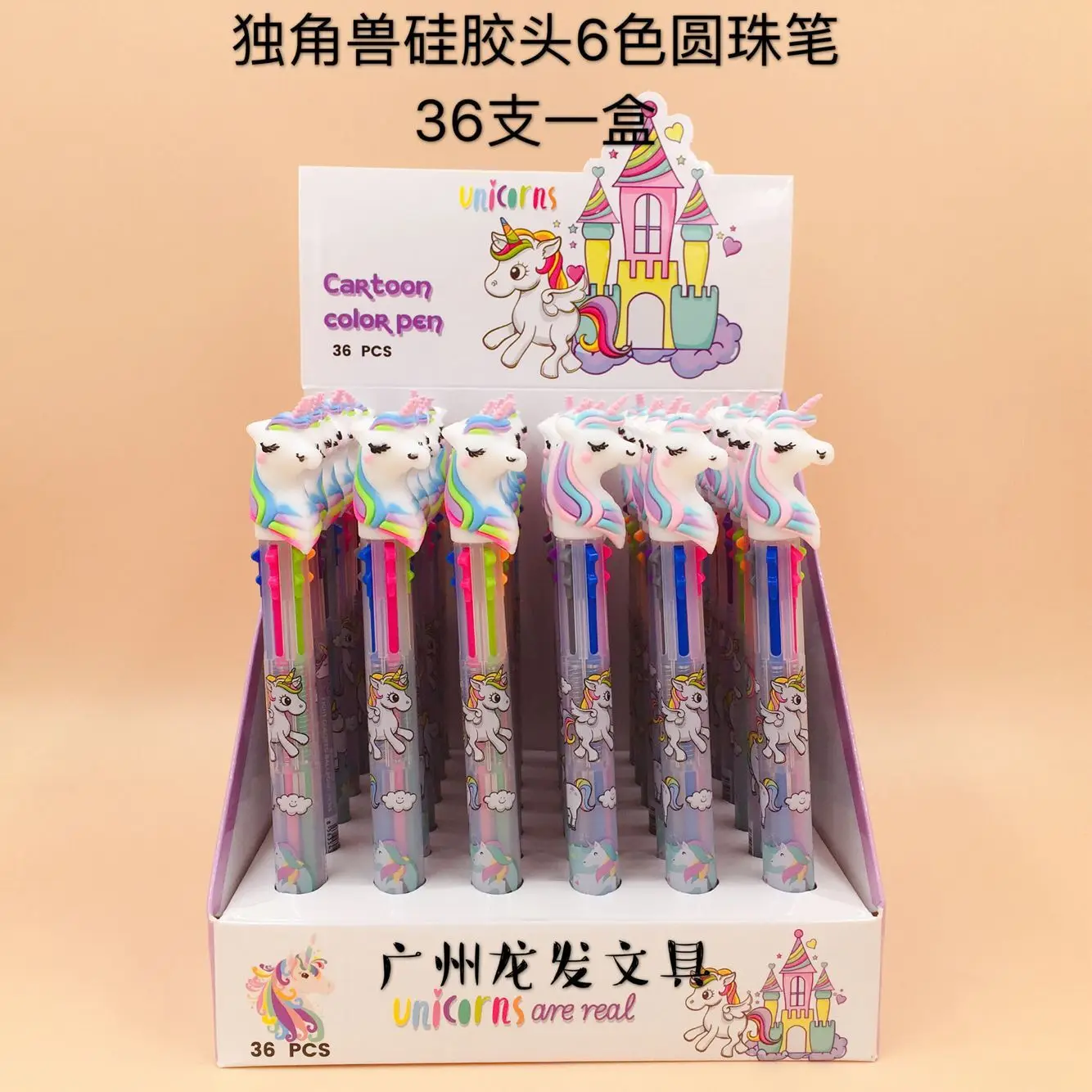 

36 шт./1 лот Kawaii Шариковая ручка 6 цветов в виде единорога из мультфильма, шариковые ручки школьные канцелярские письменные принадлежности Оф...