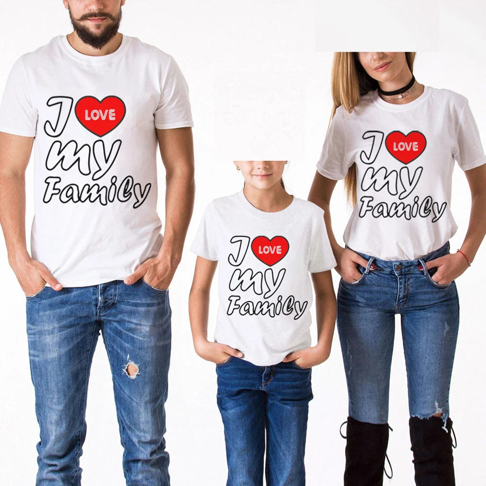 Лидер продаж Одинаковая одежда с надписью I Love My Family для мамы дочки отца сына