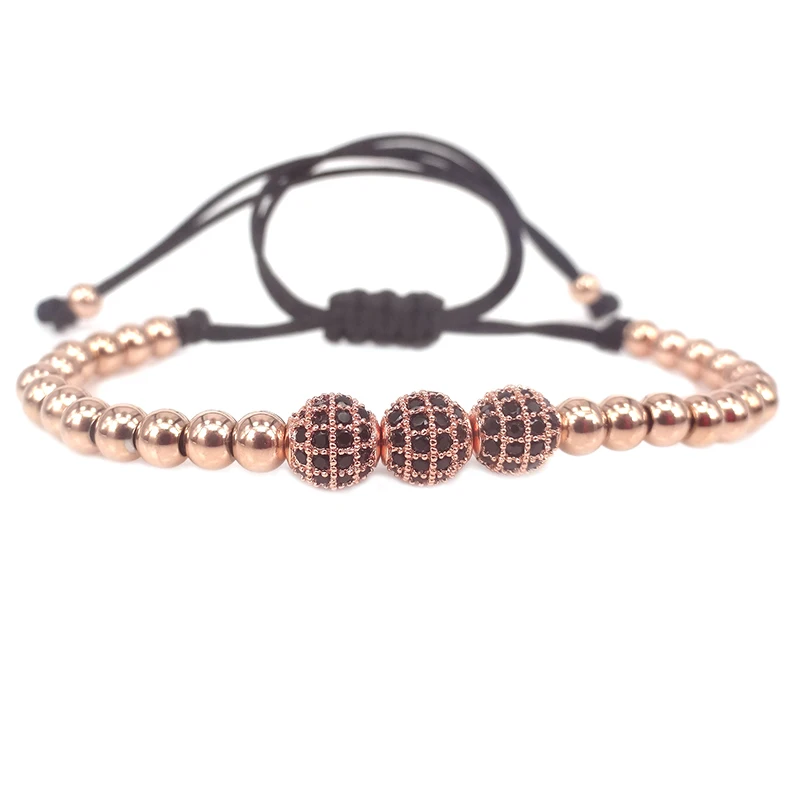 Мужской браслет из нержавеющей стали золотого цвета 6 мм с микро стразами черный 3