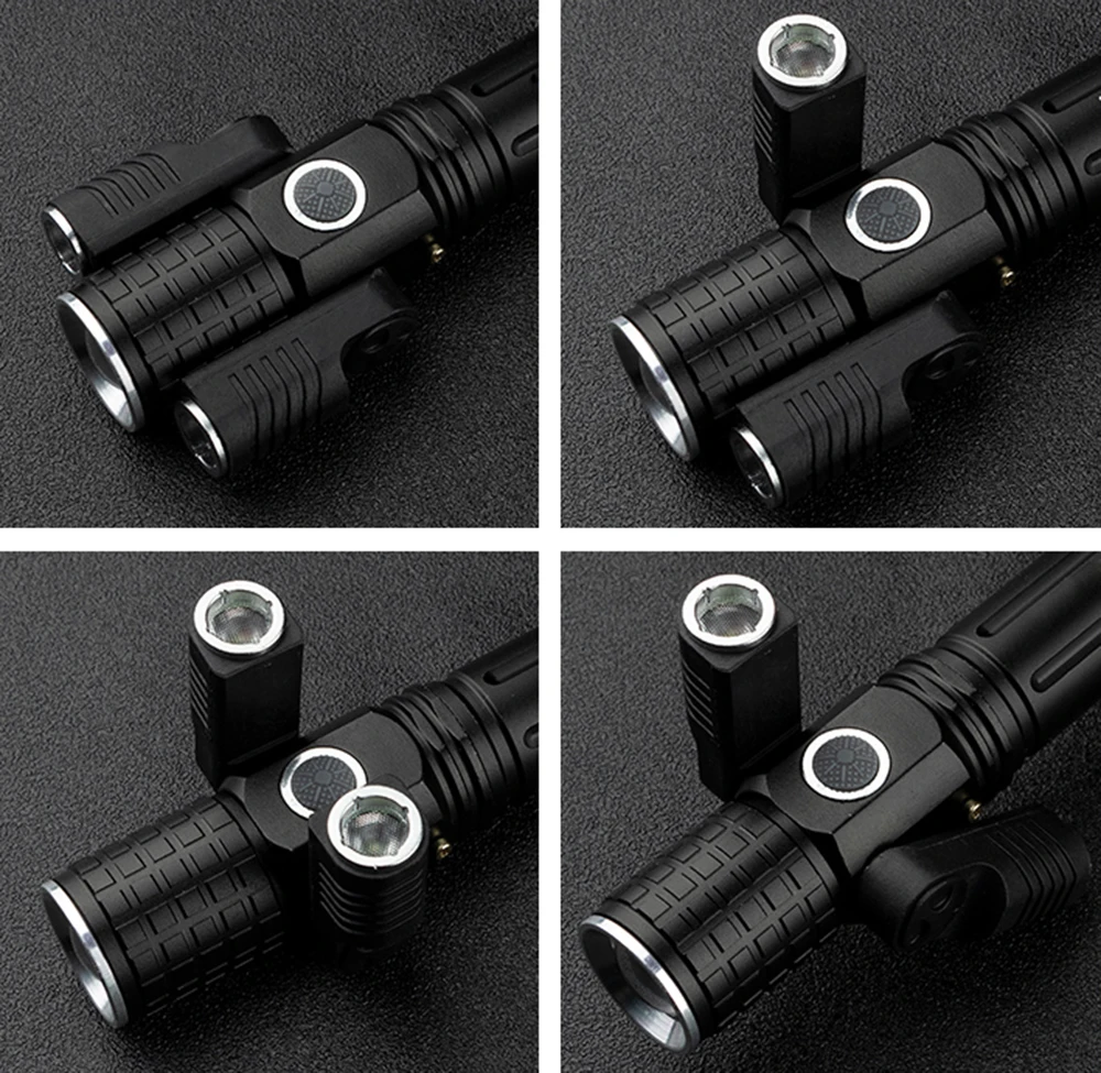 Деформируемый светодиодный фонарик супер яркий фонарь 1T6+ 2XPE Zoomable 4 режима освещения питание от аккумулятора 18650 для кемпинга, охоты
