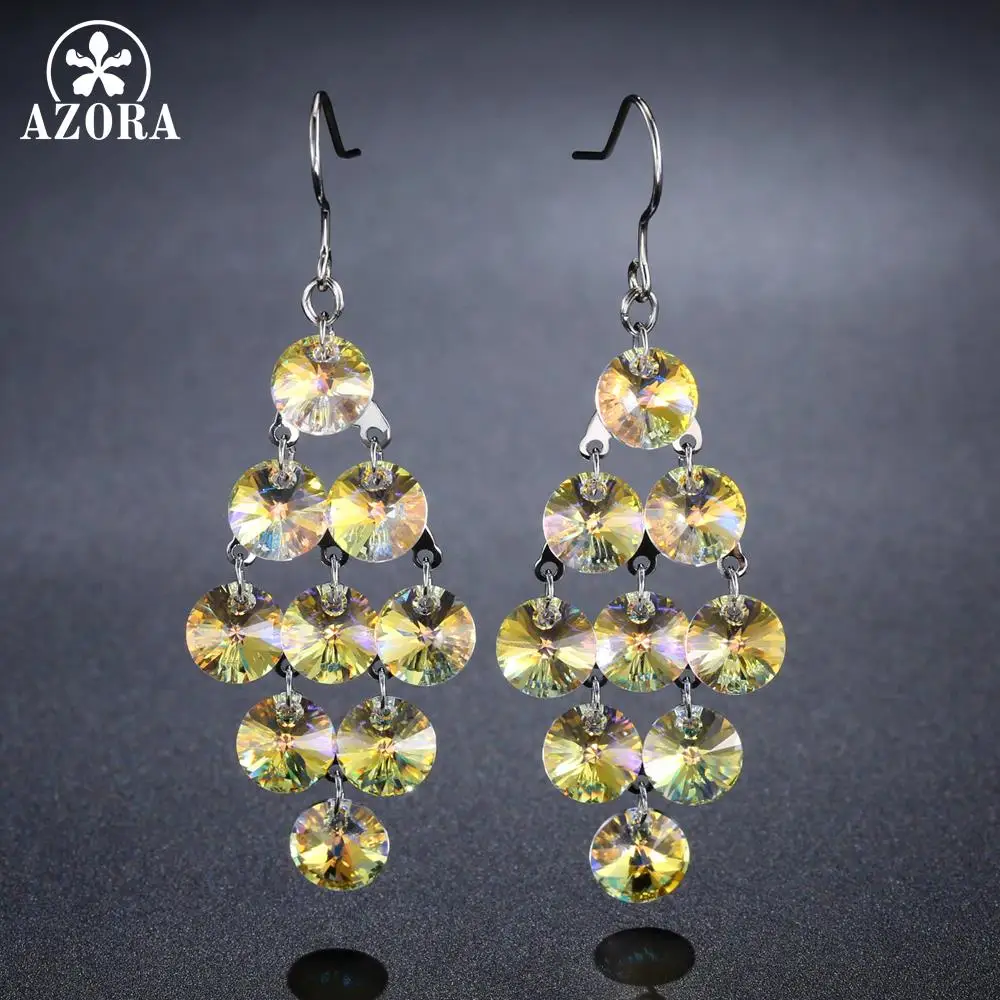 Азора Круглые разноцветные Австрийские кристаллы взаимосвязанных серьги в виде