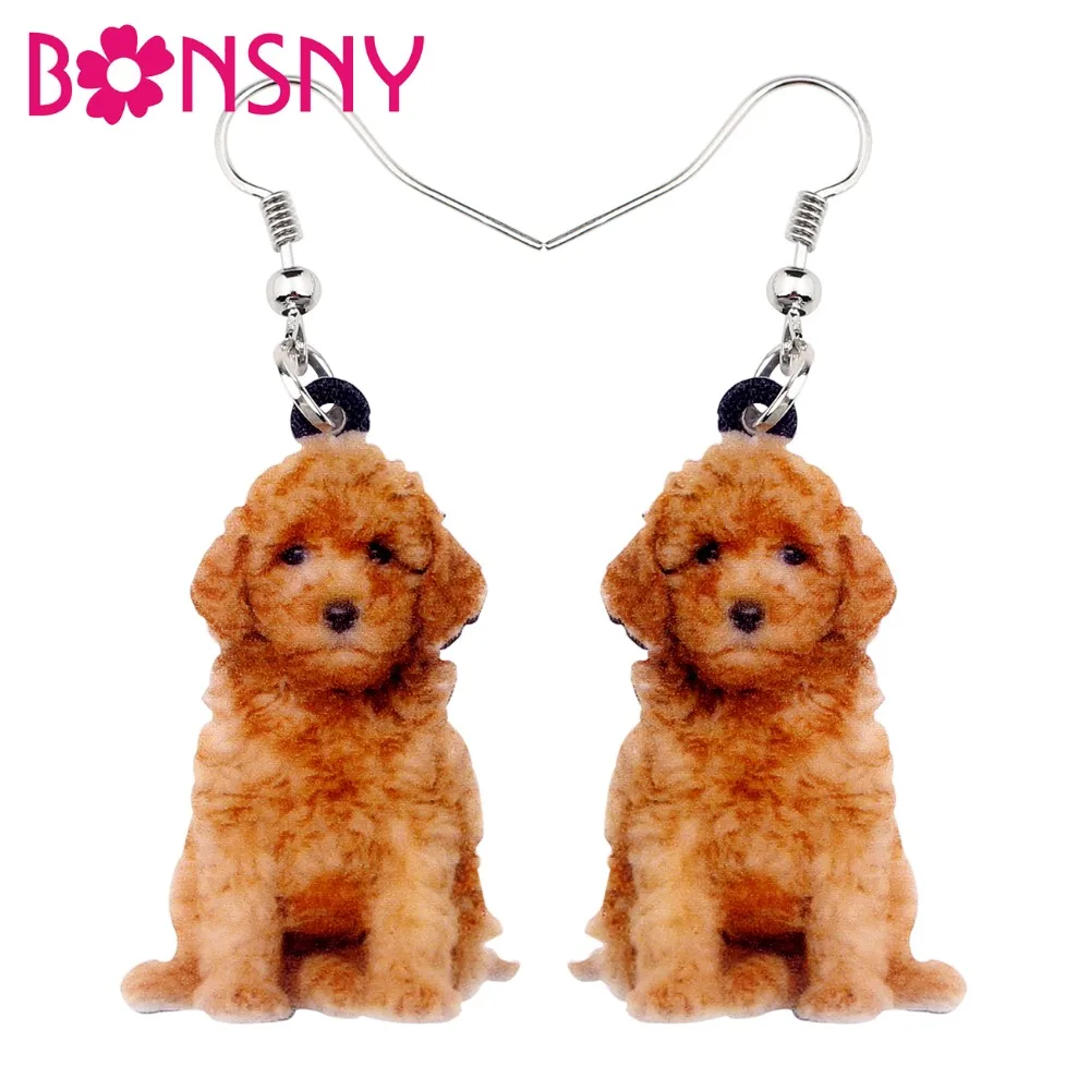 

Bonsny Acrylic Lovely Teddy Dog Earrings Big Long Dangle Drop Animal Jewelry For Women Girls Ladies Teens Accessories Statement