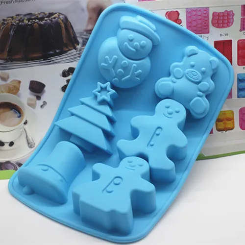 

Силиконовая форма для мыла, 6 ячеек, Рождество, снеговик, дерево, колокольчик, медведь, ручная работа, шоколадная помадка, торты, украшение дл...