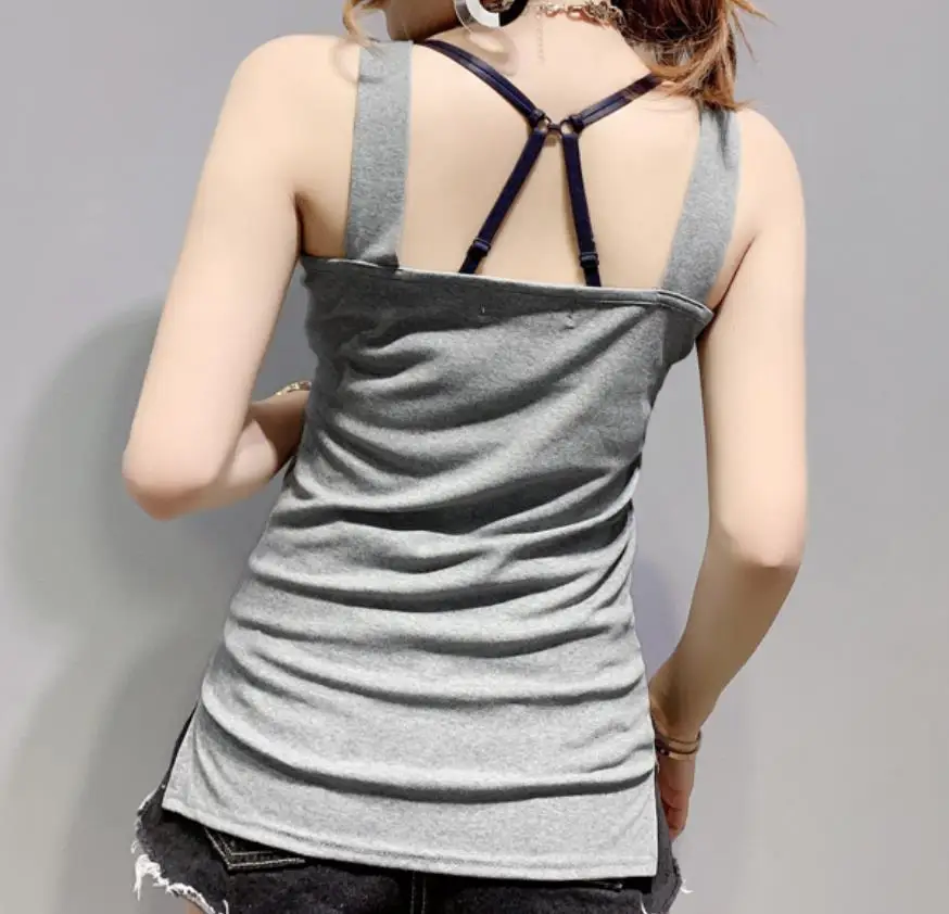 

sleeveless t-shirt women 2020 summer V-neck off-the-shoulder hot drilling with diamond top tees plus size 3XL