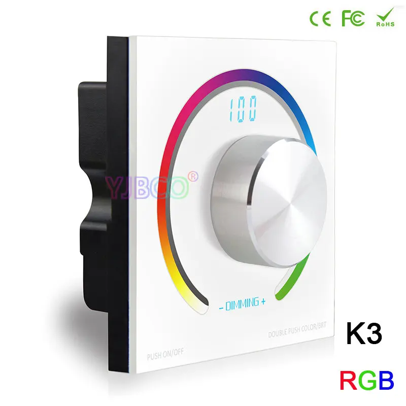 K3 BC K1/K2/K3 ручка переключателя настенный Одноцветный/ССТ/RGB Вращающийся регулировщик света пульт дистанционного управления и RF Беспроводной пульт дистанционного управления для Светодиодная лента, DC12V-24V - Цвет: K3