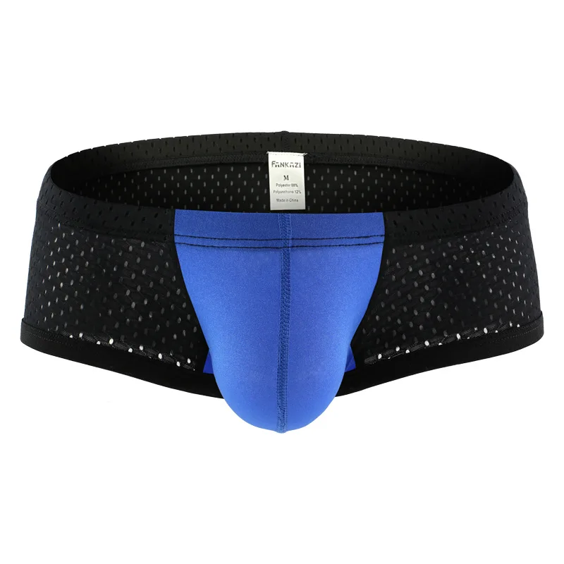 Royal blue Мужские сетчатые сексуальные трусы U Pouch, хлопковые трусы, боксерские шорты для геев, мужские трусы, нижнее белье, трусы-боксеры - Цвет: Royal blue