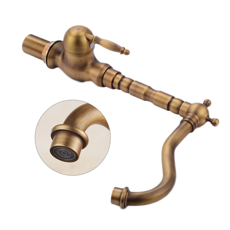 Античный латунный Смеситель для раковины водопроводный кран холодная и горячая