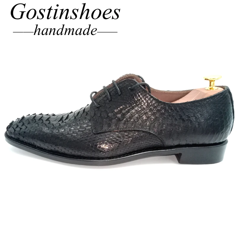 Goodyear/обувь ручной работы Мужские модельные туфли из натуральной змеиной кожи