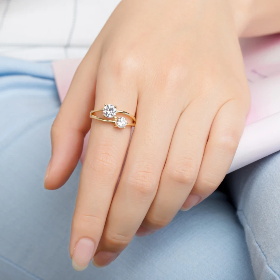 Brilliant Gold Color With AAA Clear CZ Cubic Zirconia Engagement Women Ring Jewelry Factory Direct Dropshipping Discount | Украшения и